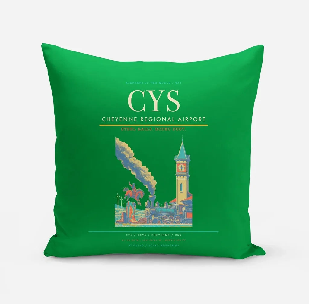 Cheyenne Regional Airport (CYS) design on green pillow