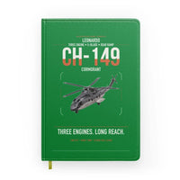 Thumbnail for Leonardo CH-149 Cormorant design on green notebook