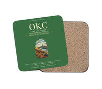 Thumbnail for OKC Will Rogers International Airport (OKC) design on green 1 piece coaster