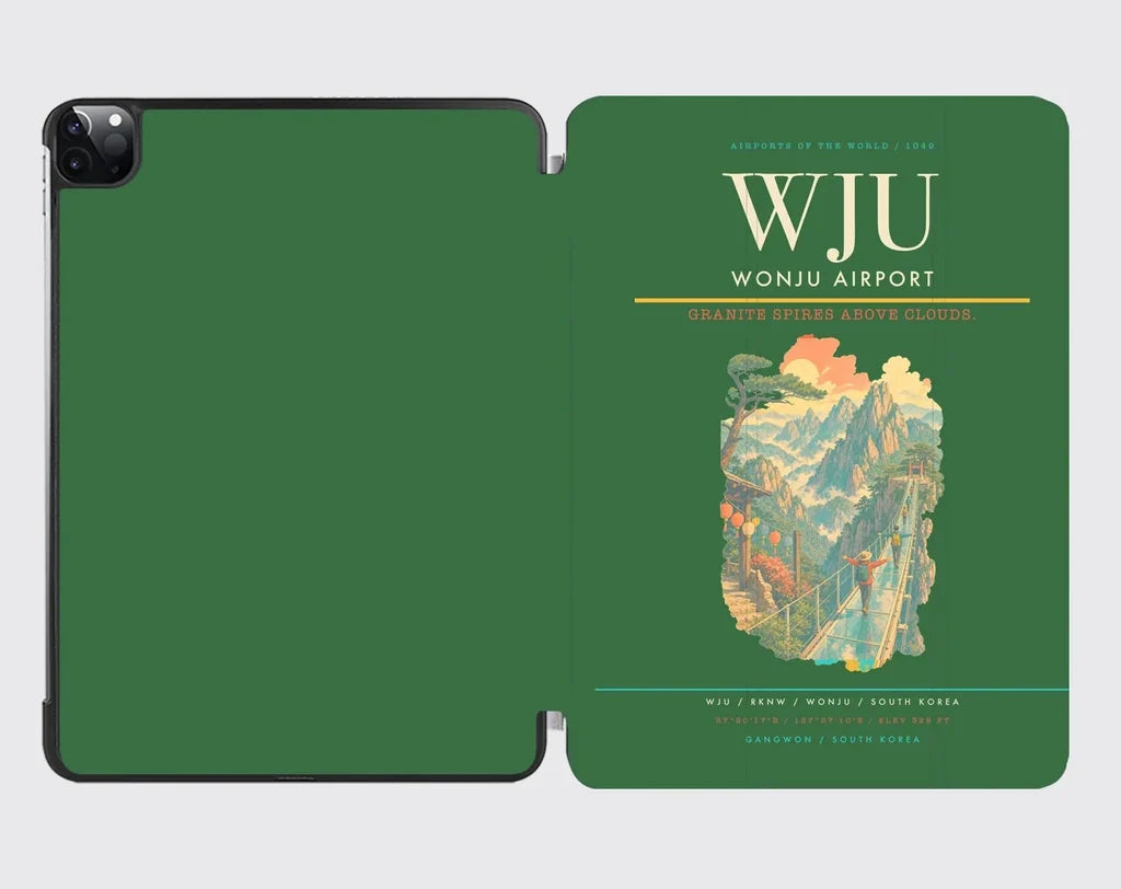 Wonju Airport (WJU) design on green ipad tablet case