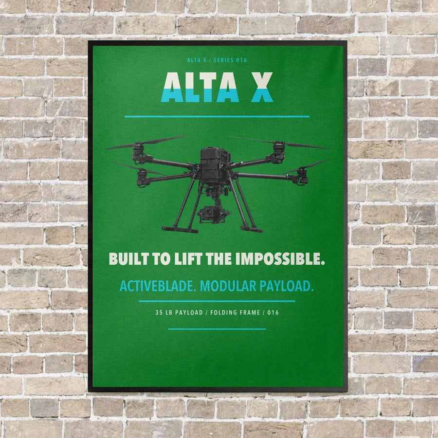Freefly Alta X vertical canvas print - framed - green background
