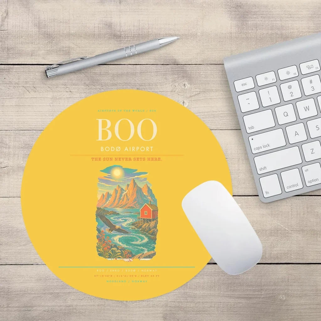 Bod Airport BOO Mouse-Pad Round - Yellow