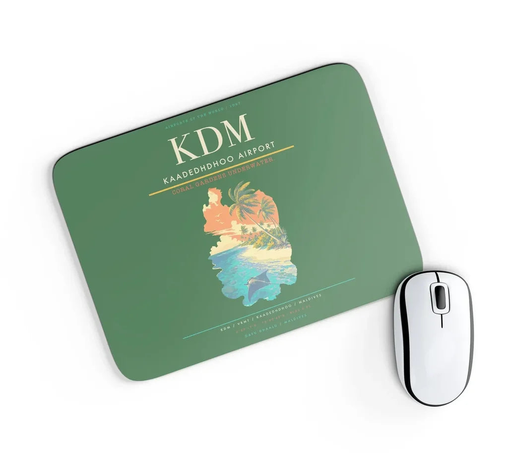 Kaadedhdhoo Airport (KDM) design on green rectangle mouse pad