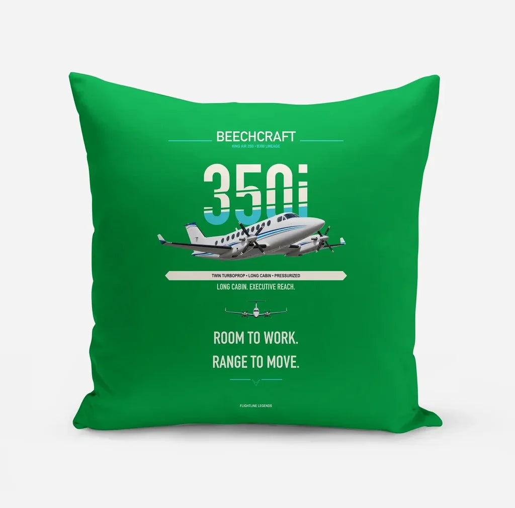 Beechcraft King Air 350i design on green pillow