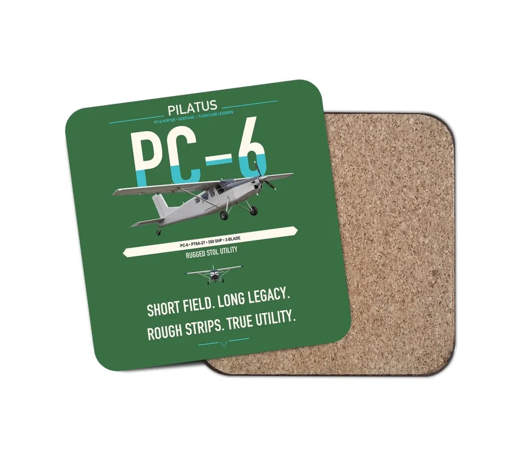Pilatus PC-6 Porter design on green 1 piece coaster