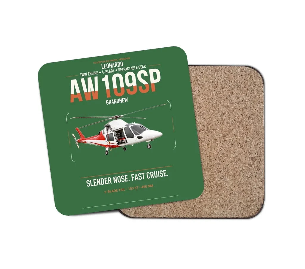 Leonardo AW109SP GrandNew design on green 1 piece coaster