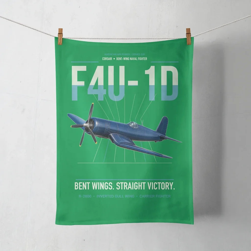 F4U-1D Corsair design on green towel