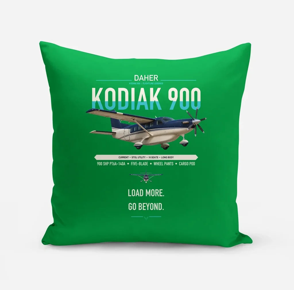 Daher Kodiak 900 design on green pillow