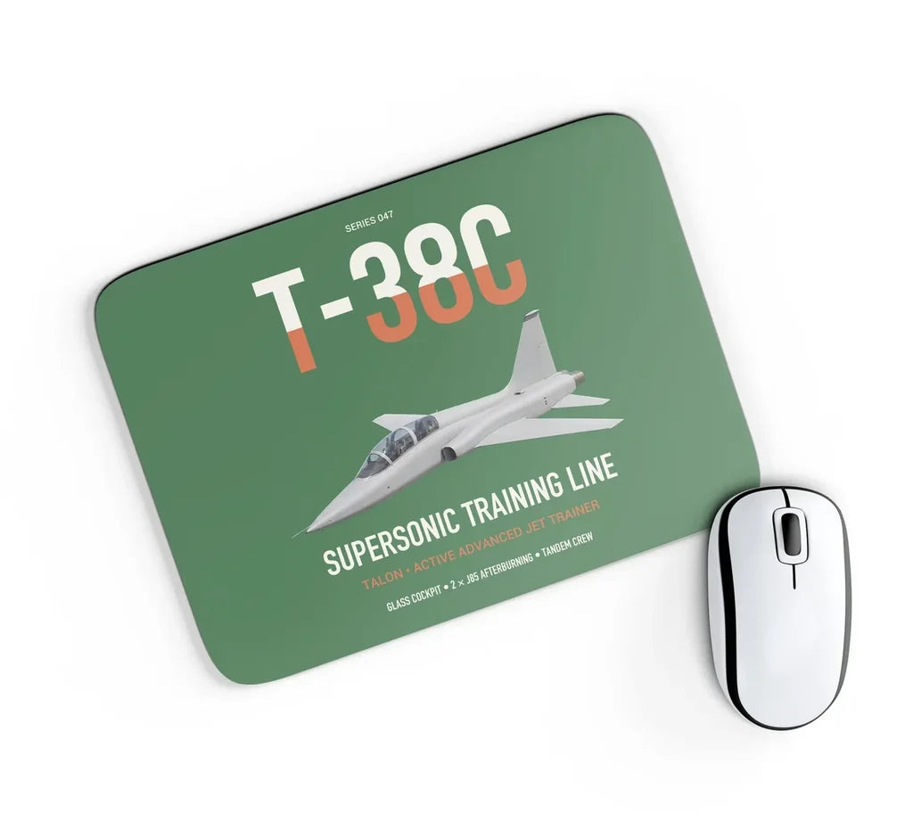 T-38C Talon design on green rectangle mouse pad