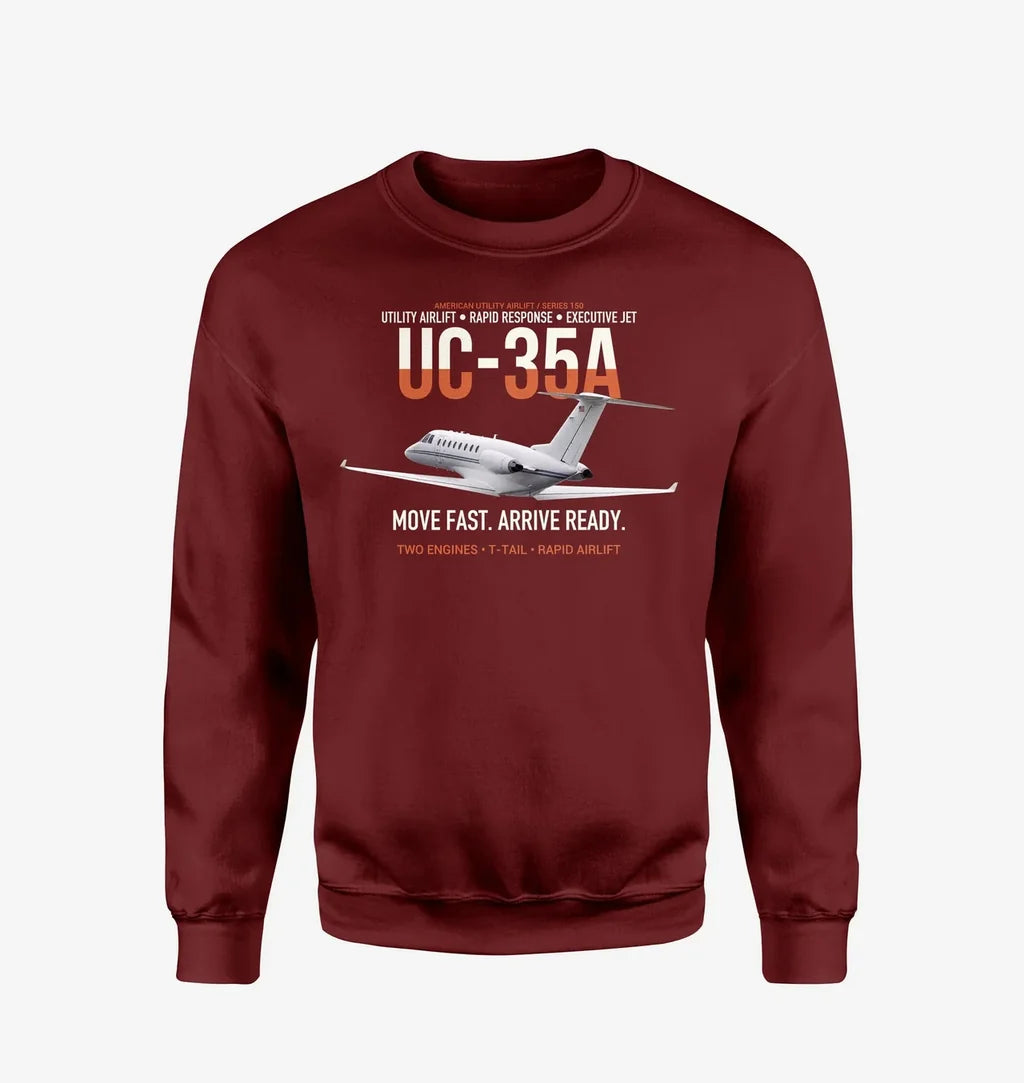 UC-35A Citation Ultra Rapid Utility Airlift design on wine red sweatshirt