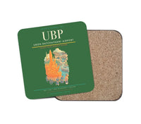 Thumbnail for Ubon Ratchathani Airport (UBP) design on green 1 piece coaster