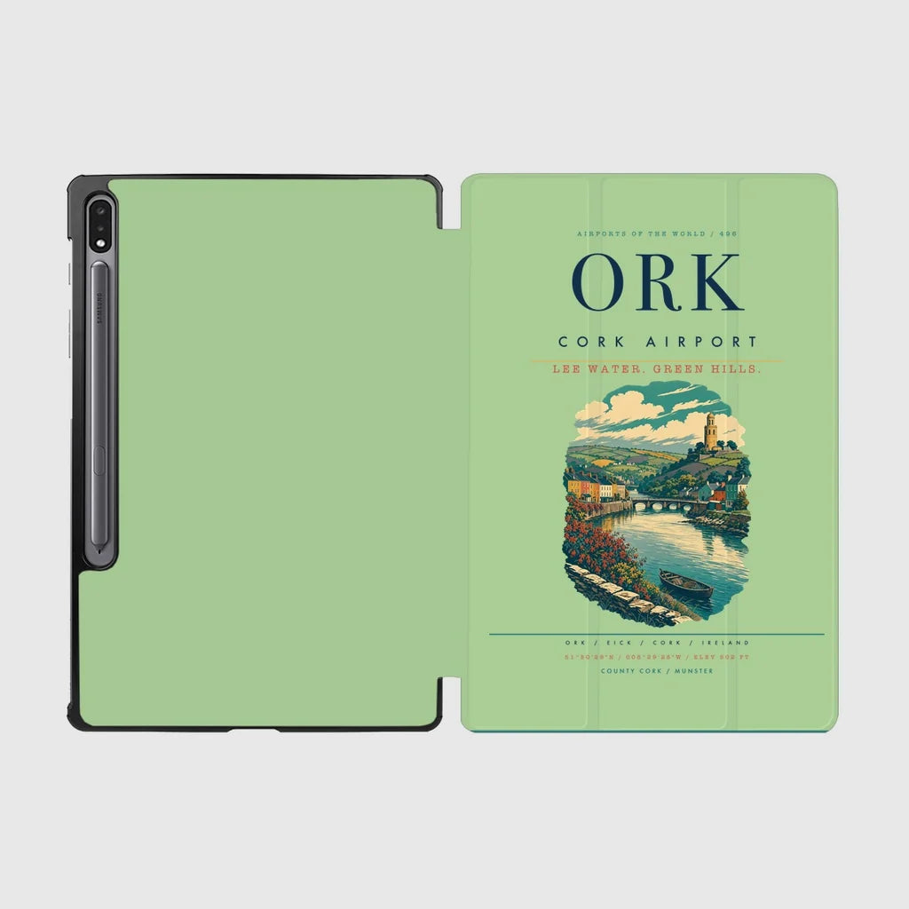 Cork Airport (ORK) design on light green samsung tablet tablet case