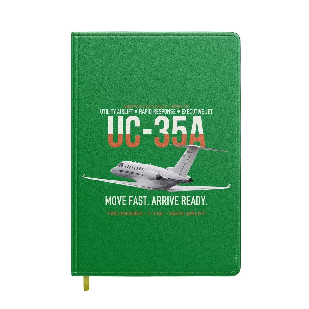 UC-35A Citation Ultra Rapid Utility Airlift design on green notebook