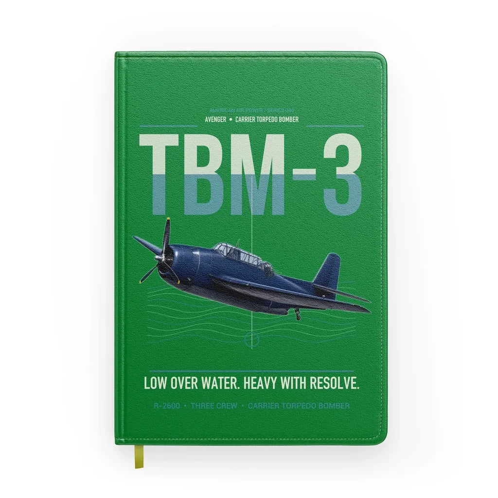 TBM-3 Avenger design on green notebook