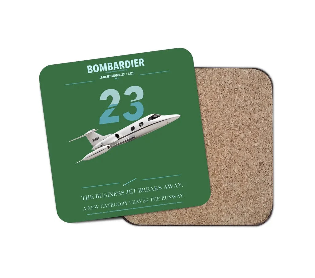 Bombardier Learjet 23 design on green 1 piece coaster