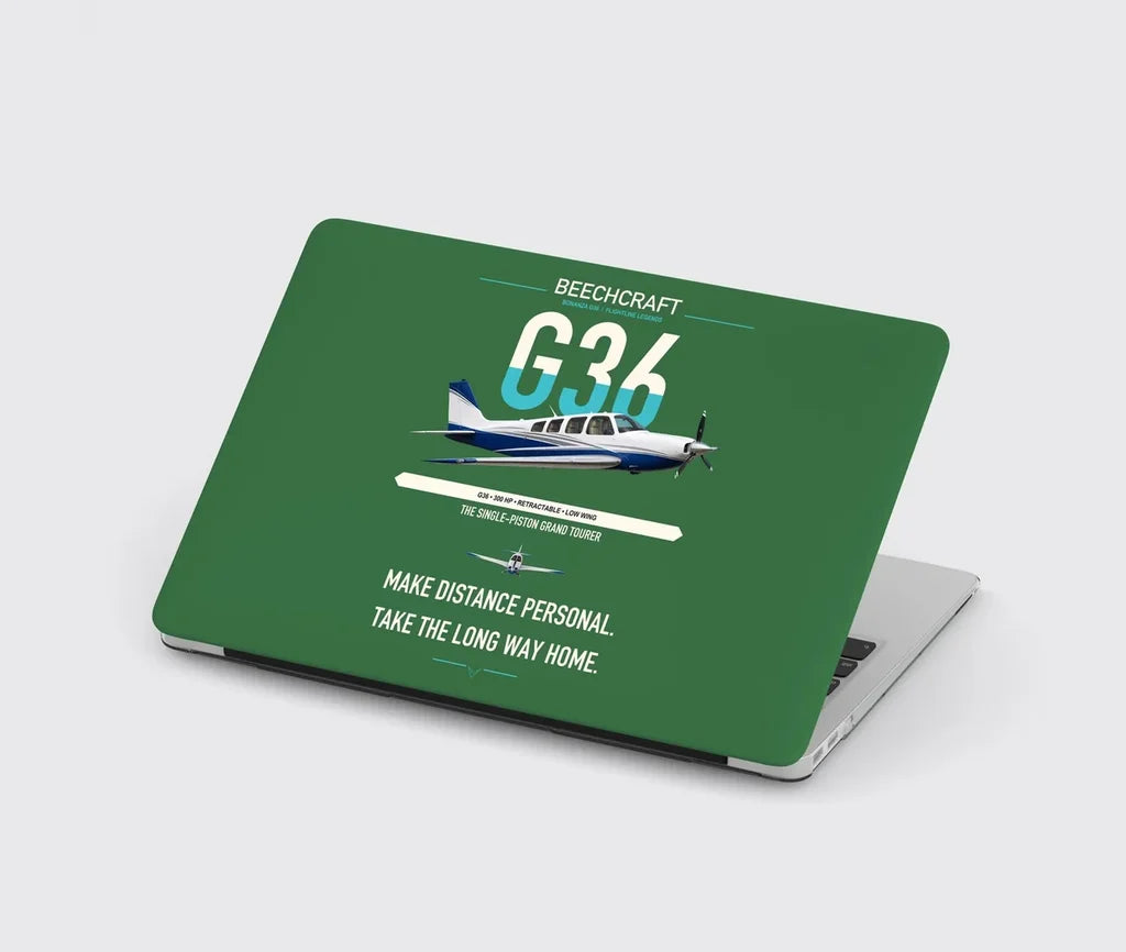 Beechcraft Bonanza G36 design on green MacBook case
