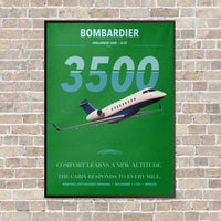 Thumbnail for Bombardier Challenger 3500 vertical canvas print - framed - green background