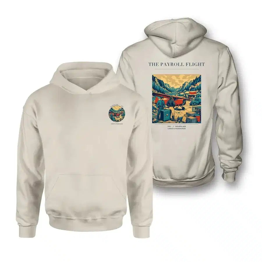 VINTAGE G4413 - The Payroll Flight - Double-Side Hoodie design on khaki double side