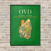 Thumbnail for Asturias Airport OVD vertical canvas print - framed - green background