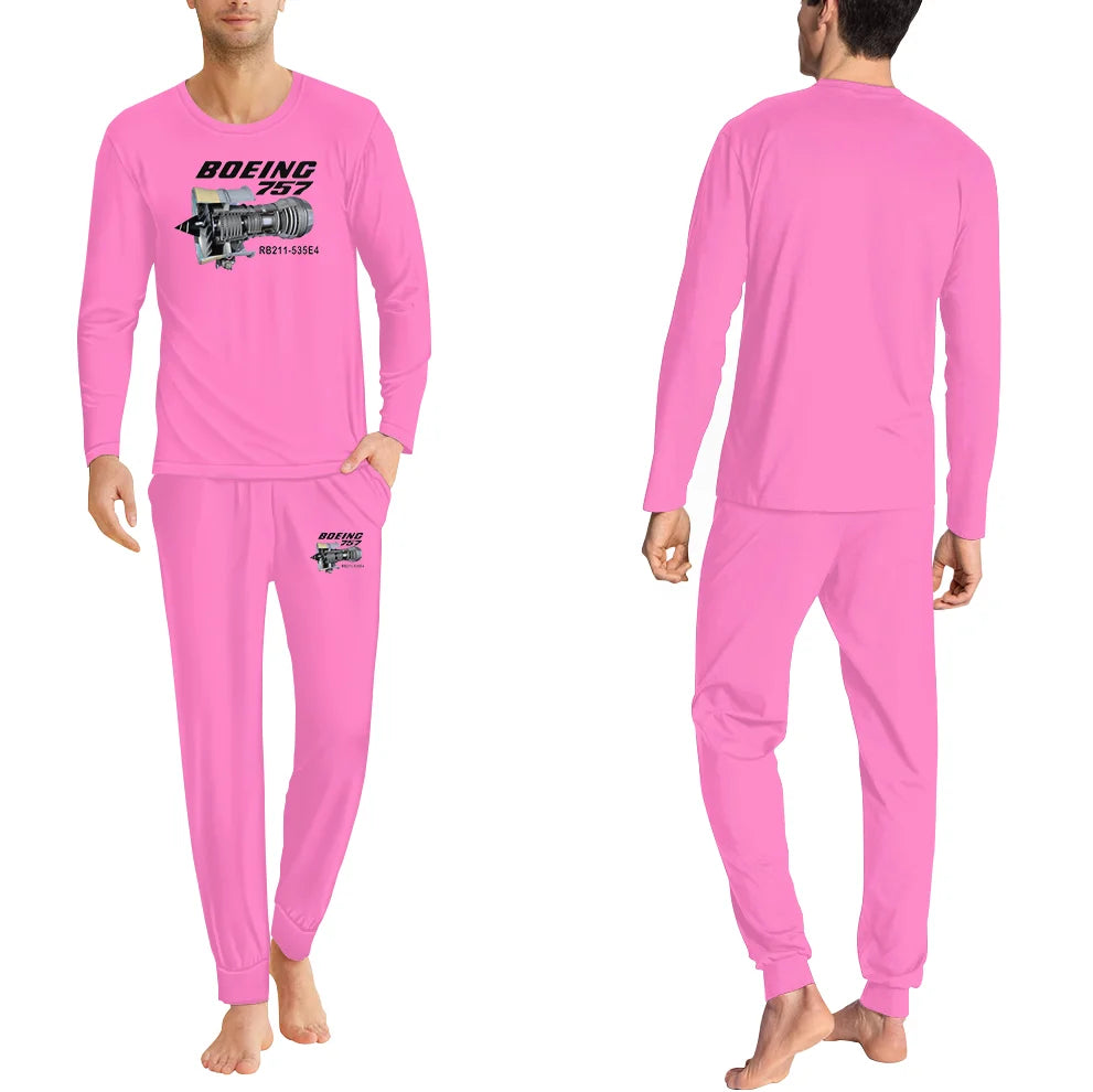 Boeing 757 & Rolls Royce Engine (RB211) men pajamas - Pink