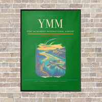 Thumbnail for Fort McMurray International Airport YMM vertical canvas print - framed - green background