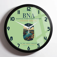 Thumbnail for Nashville International Airport (BNA) design on light green framed wall clock