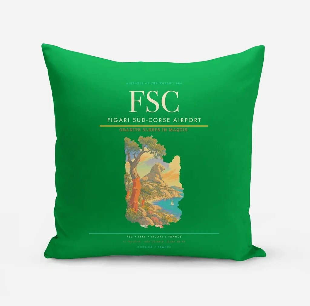 Figari Sud-Corse Airport (FSC) design on green pillow