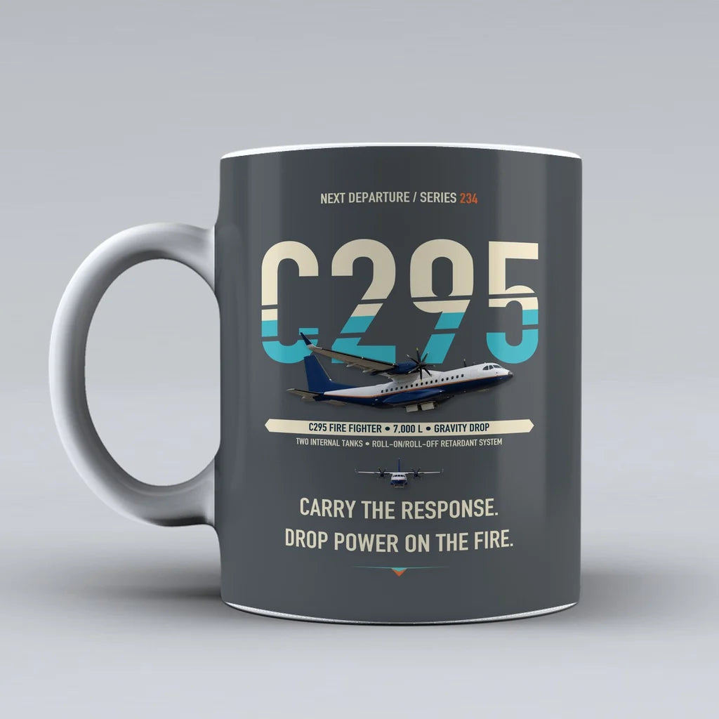 C295 Firefighter Mug design on gray airbus