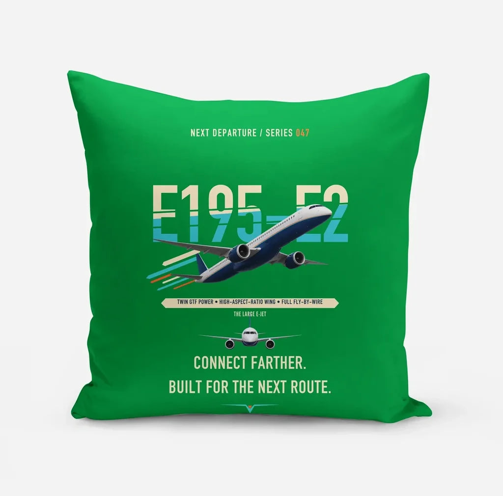 Embraer E195-E2 design on green pillow