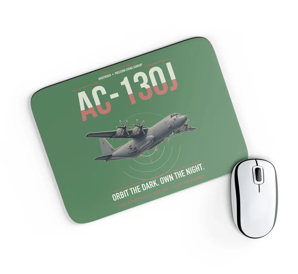AC-130J Ghostrider design on green rectangle mouse pad