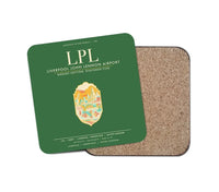 Thumbnail for Liverpool John Lennon Airport (LPL) design on green 1 piece coaster