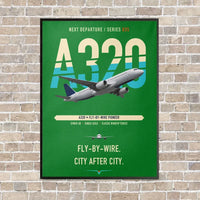 Thumbnail for Airbus A320 vertical canvas print - framed - green background