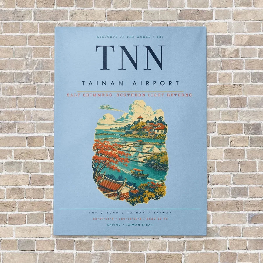 Tainan Airport TNN vertical canvas print - no frame - light blue background