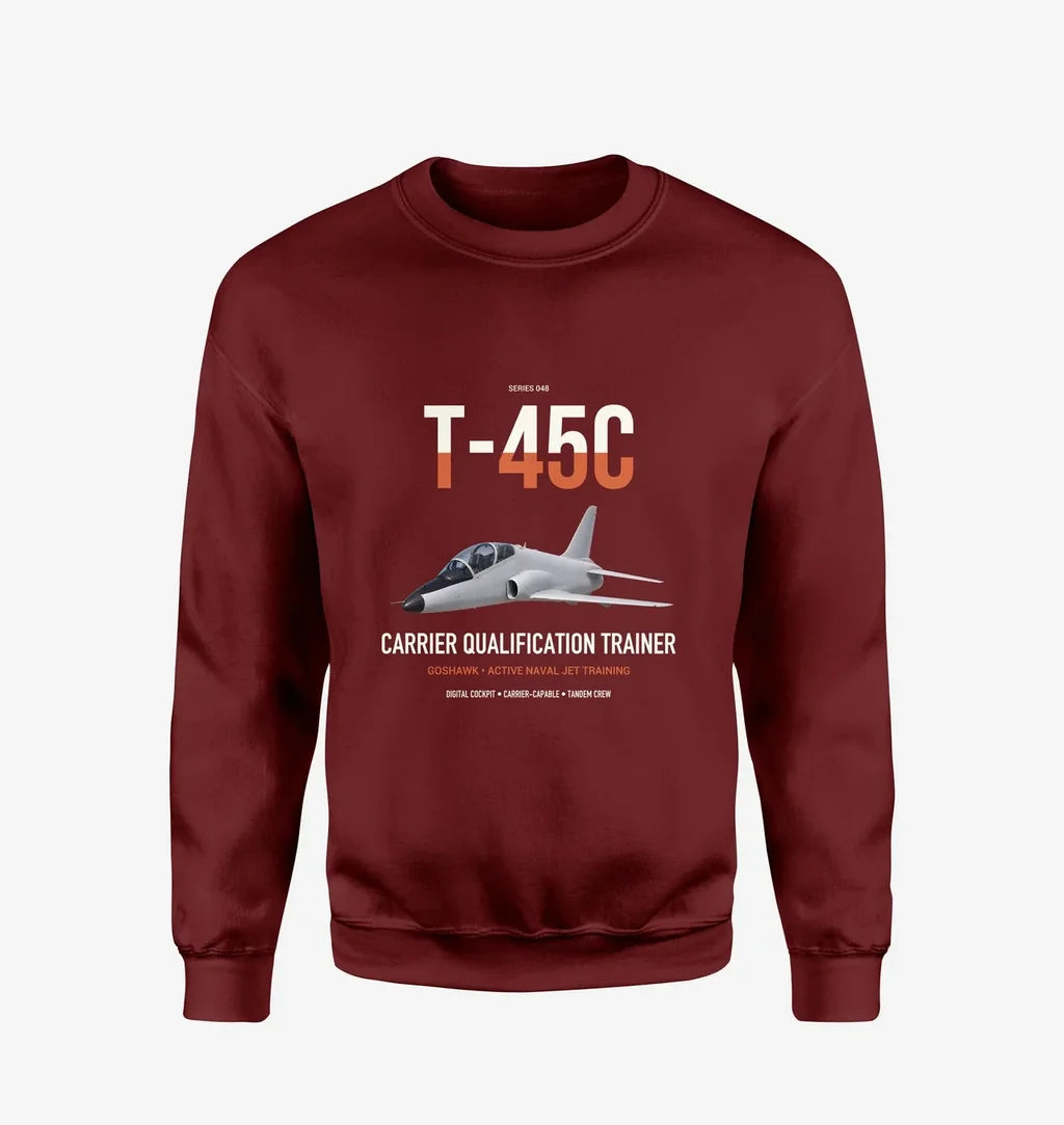 T-45C Goshawk design on wine red sweatshirt