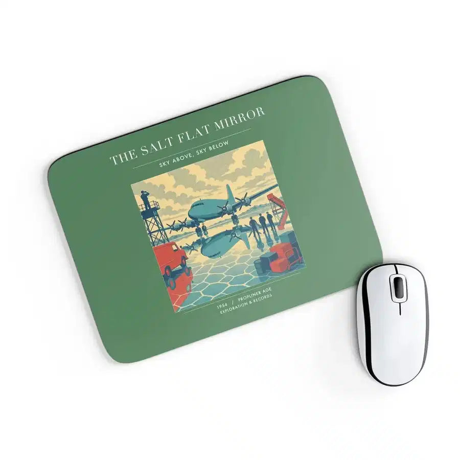 VINTAGE G4333 - The Salt Flat Mirror - Designed Mouse Pads design on green rectangle