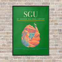 Thumbnail for St. George Regional Airport SGU vertical canvas print - framed - green background