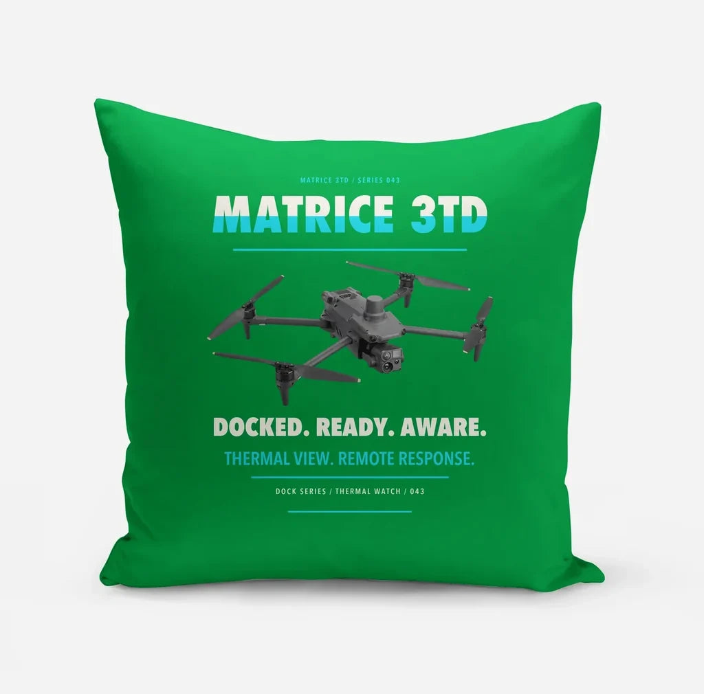 DJI Matrice 3TD design on green pillow