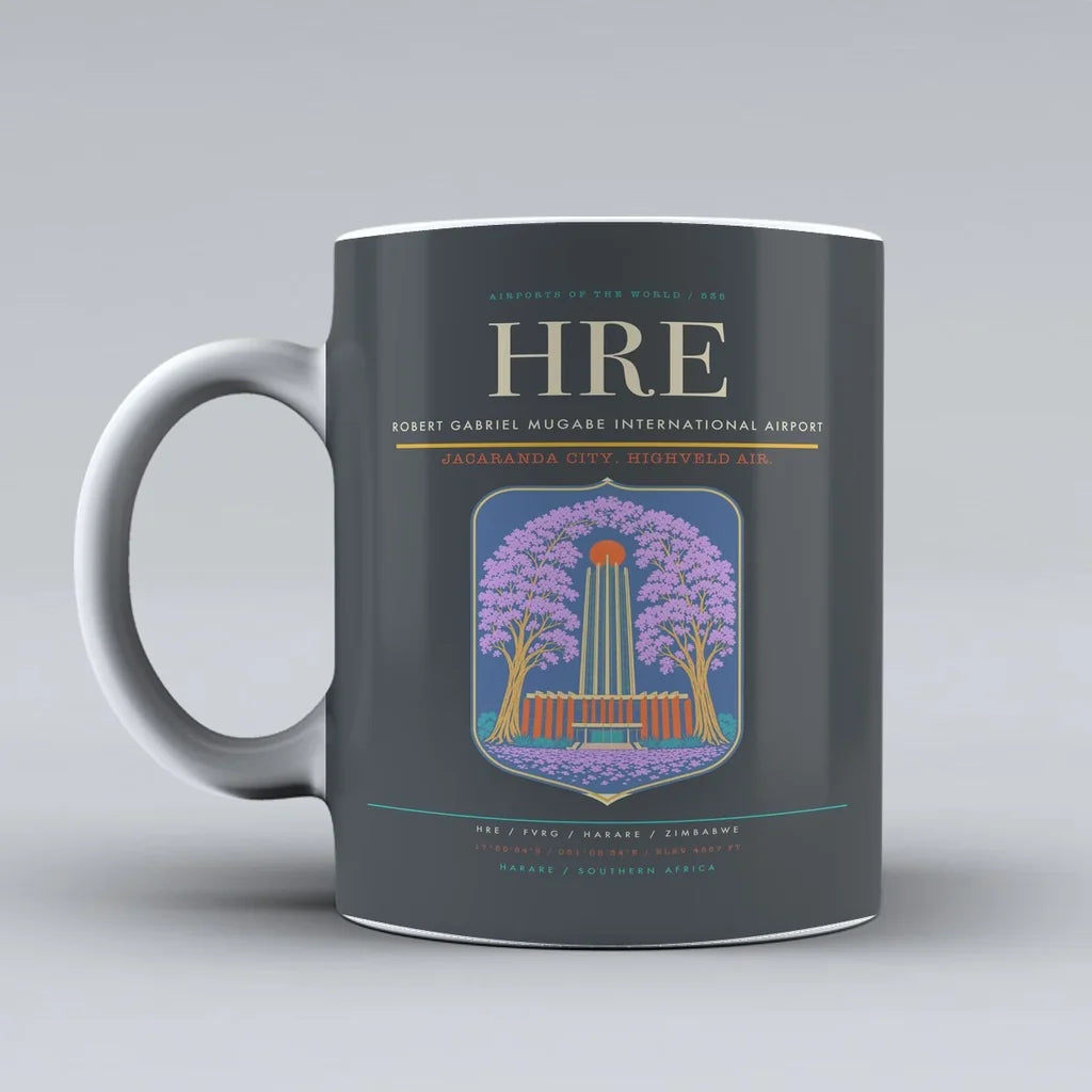 Gabriel Mugabe International Airport HRE Mug design on gray robert