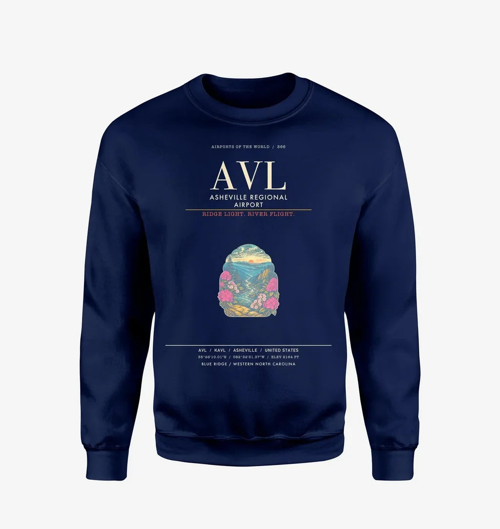 Asheville Regional Airport AVL Sweatshirt - Navy Blue