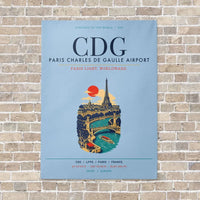Thumbnail for Paris Charles de Gaulle Airport CDG vertical canvas print - no frame - light blue background