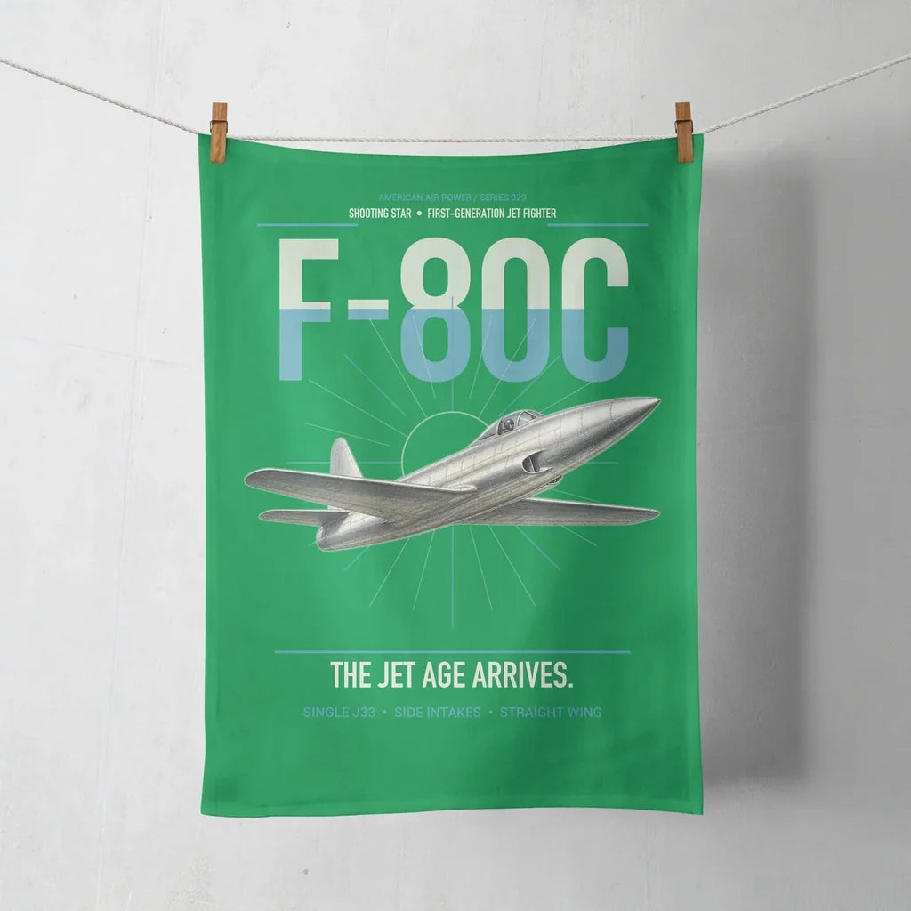 F-80C Shooting Star design on green towel