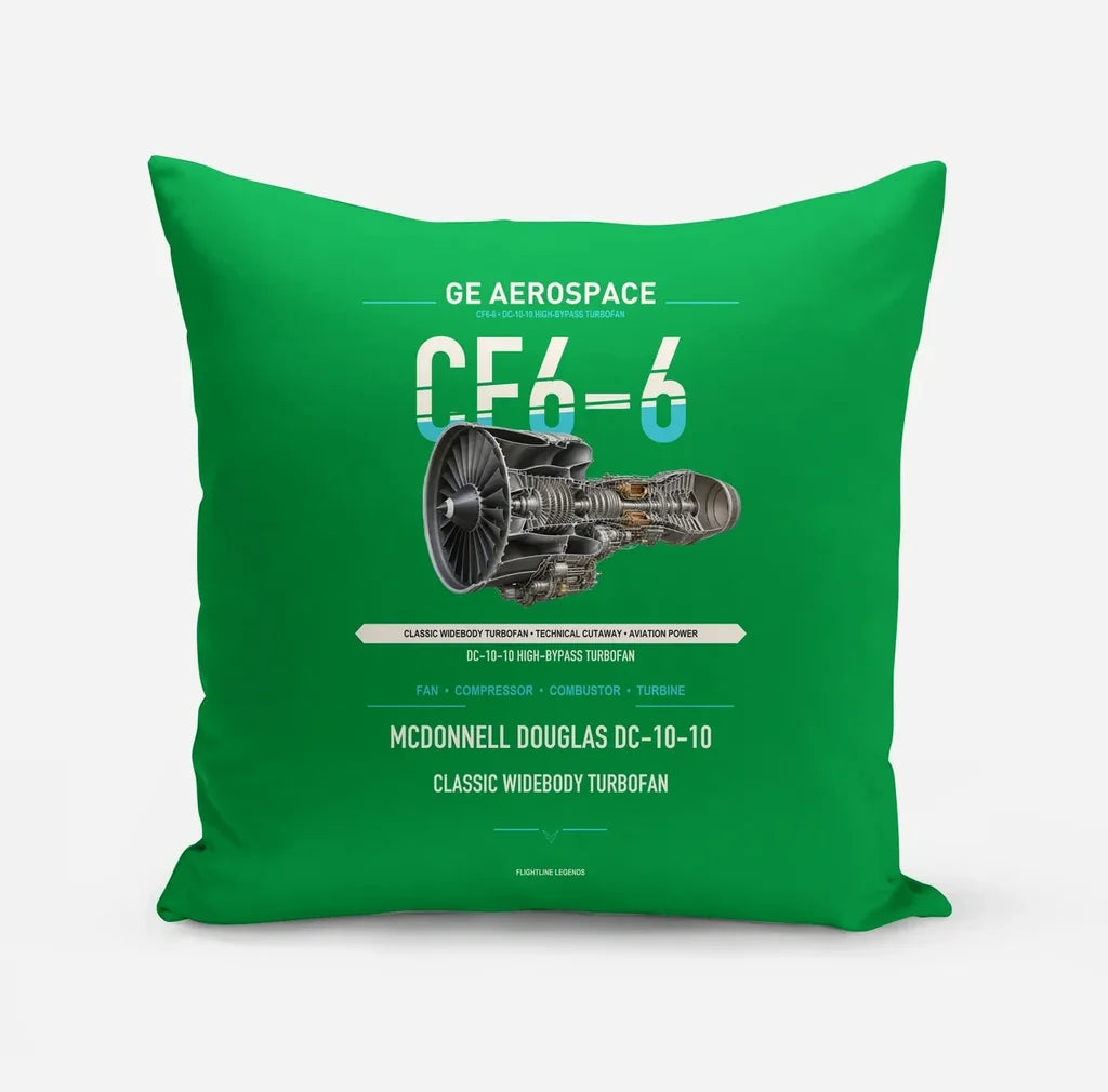 CF6-6 design on green pillow