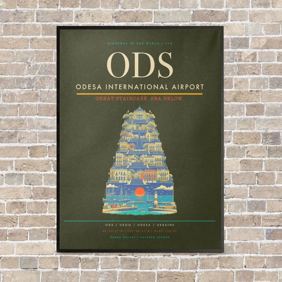 Odesa International Airport ODS - Canvas Framed - Green Army