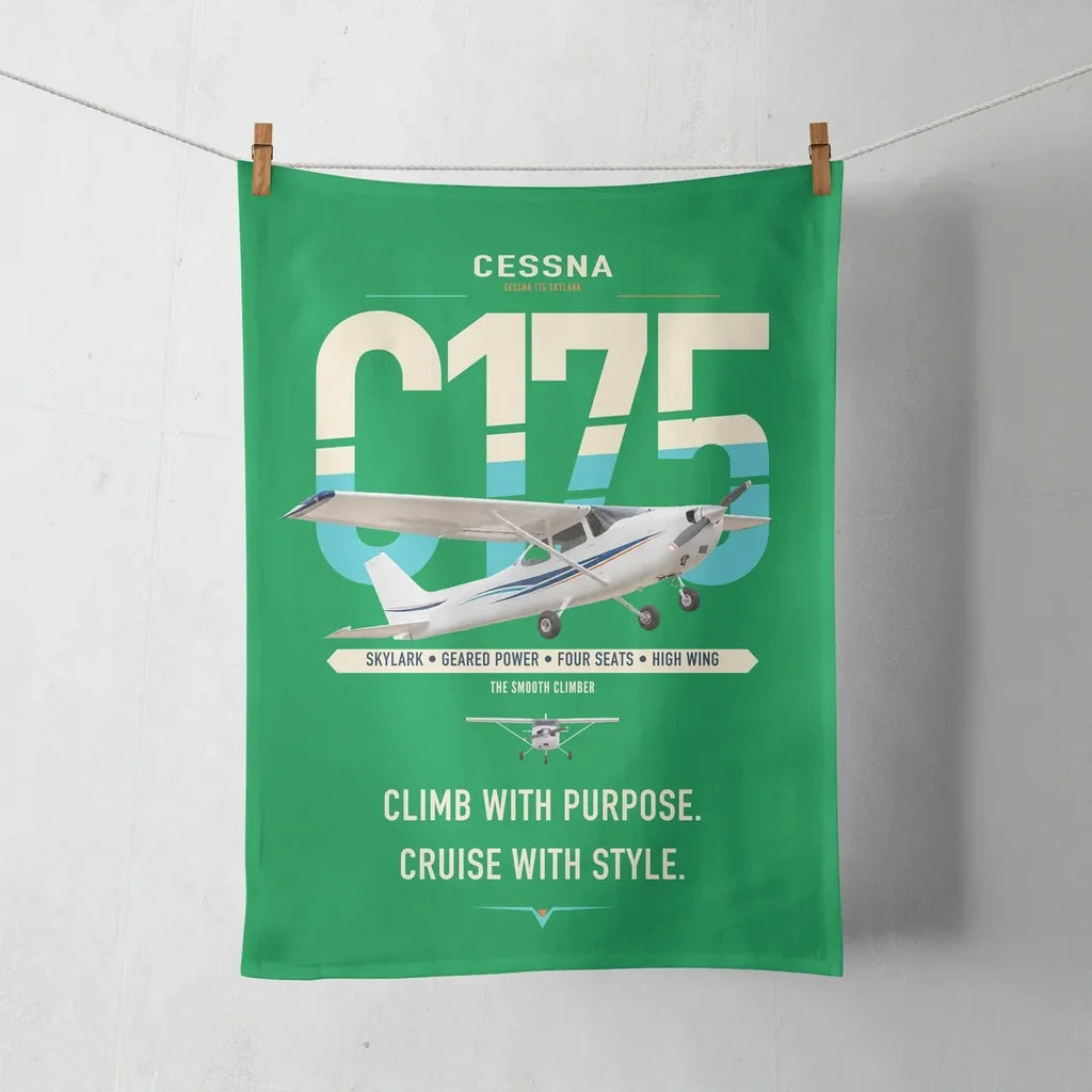 Cessna 175 Skylark design on green towel