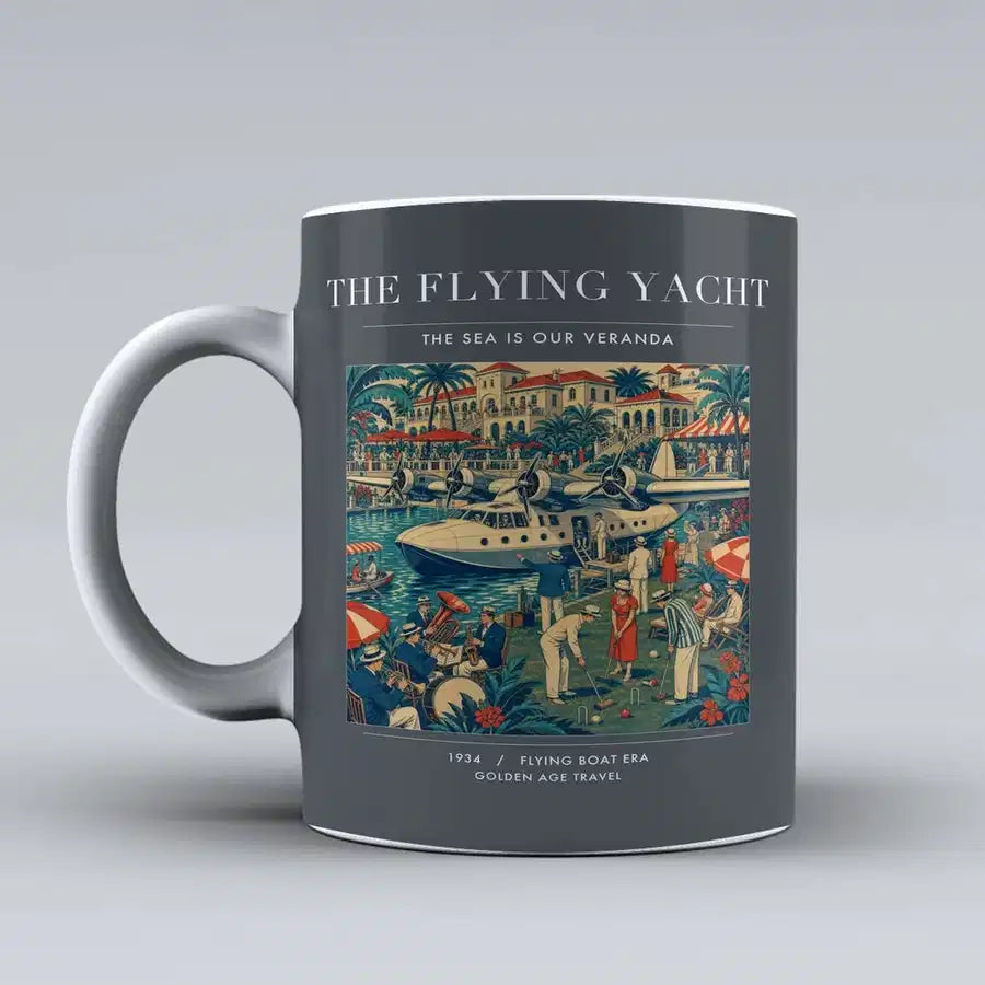 VINTAGE G4075 - The Flying Yacht - Ceramic Mug design on gray