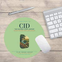 Thumbnail for The Eastern Iowa Airport Cedar Rapids (CID) design on light green round mouse pad