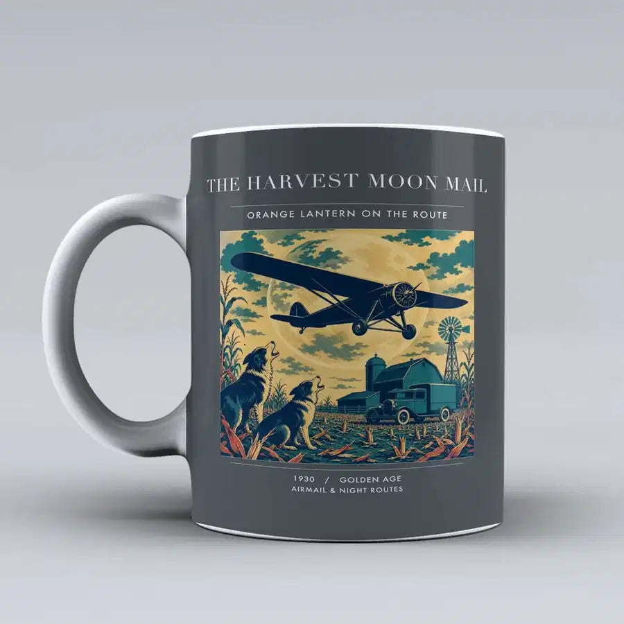 VINTAGE G4479 - The Harvest Moon Mail - Ceramic Mug design on gray