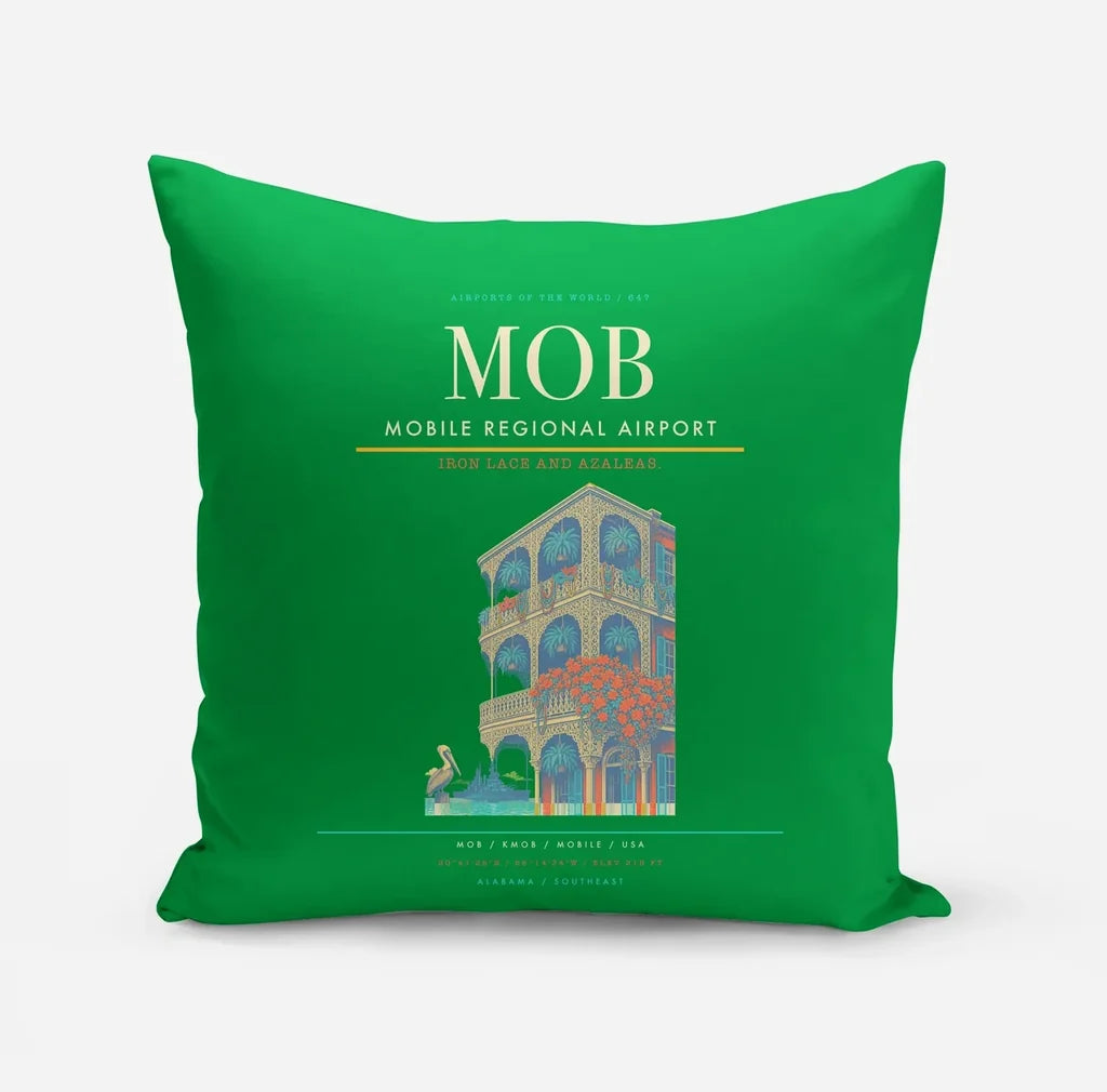 Mobile Regional Airport (MOB) design on green pillow