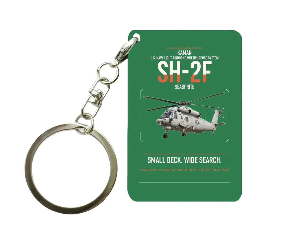 Kaman SH-2F Seasprite design on green designed key chain, double-side print