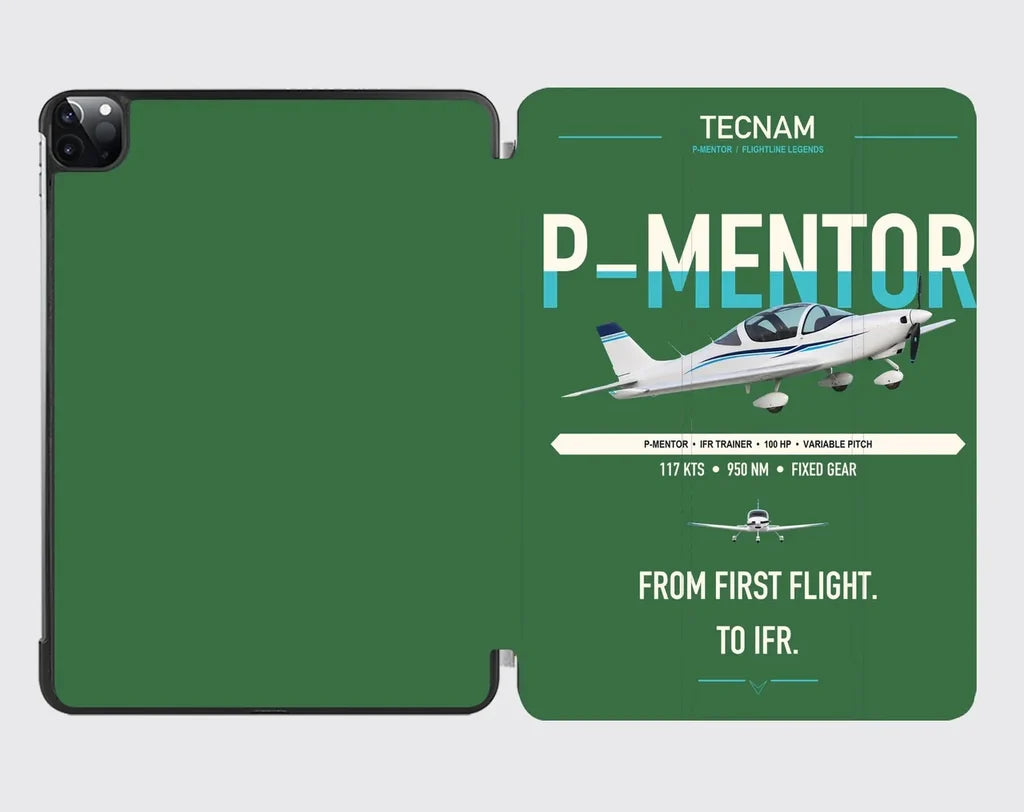 Tecnam P-Mentor design on green ipad tablet case